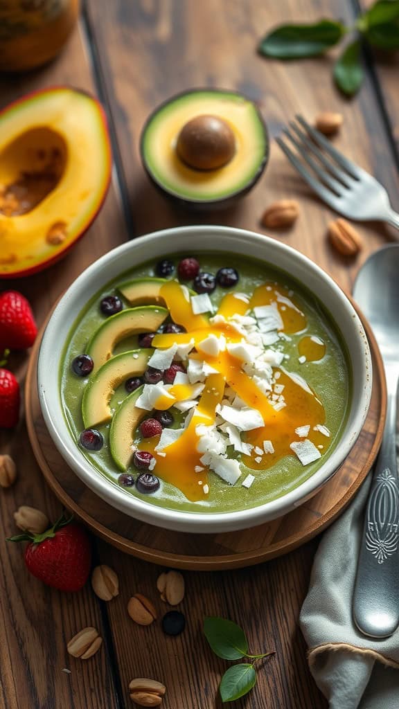 Avocado Dream Smoothie Bowl with toppings