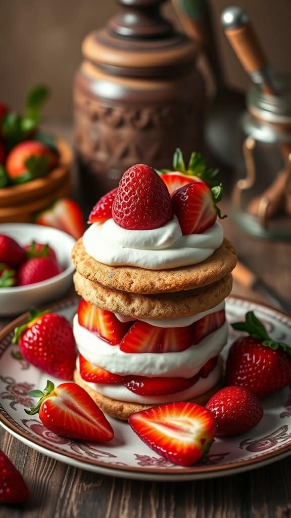 Classic Strawberry Parfait Cookies with layers of yogurt and fresh strawberries