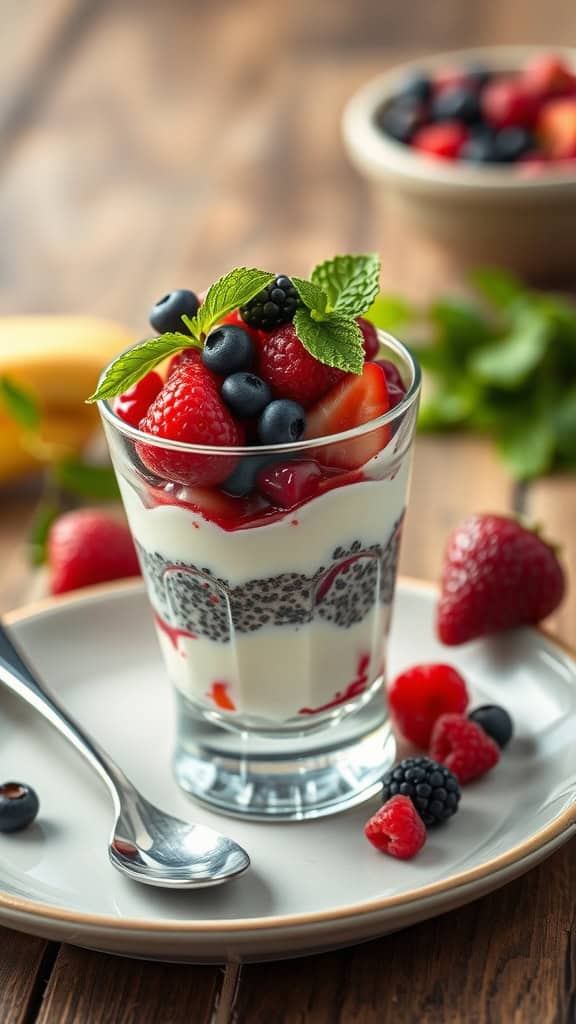 Classic Vanilla and Berry Parfait with Chia Pudding