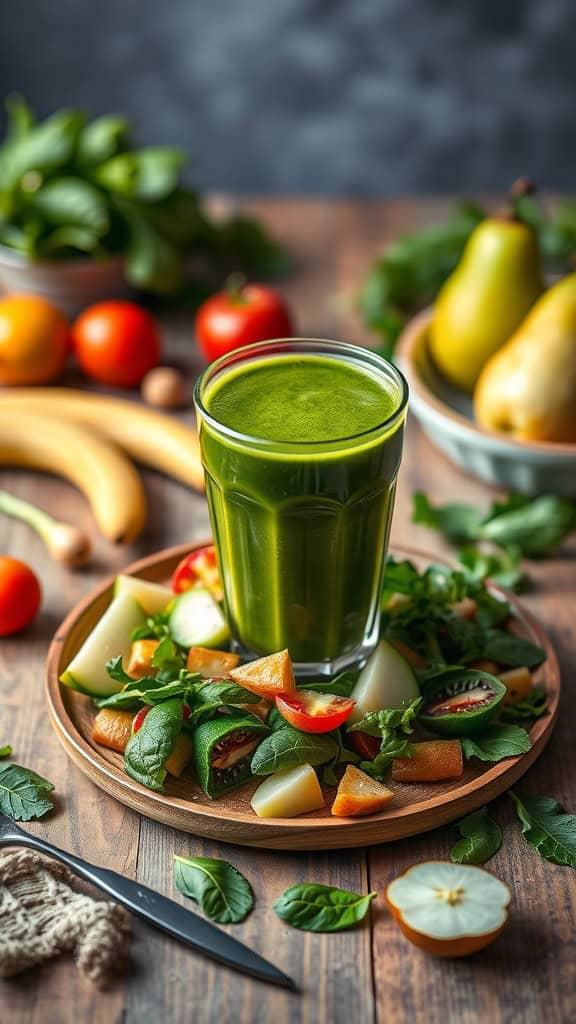 Green Goodness 4 Fruit Smoothie with spinach, kiwi, green apple, and pear