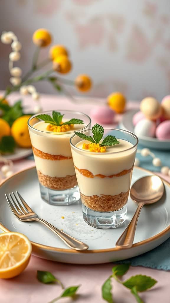 Lemon Cheesecake Easter Parfaits with Graham Cracker Crust and Lemon Curd Layers