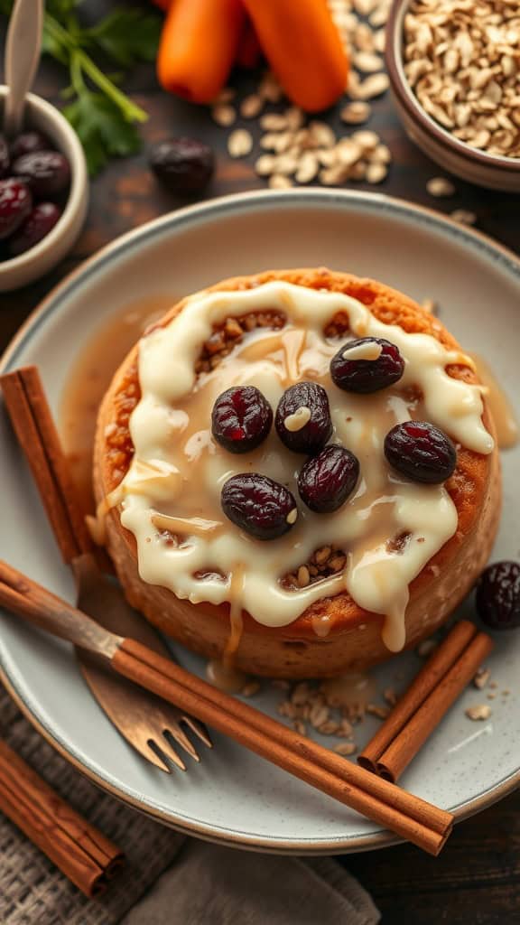 Overnight Oats Cinnamon Roll with Raisins
