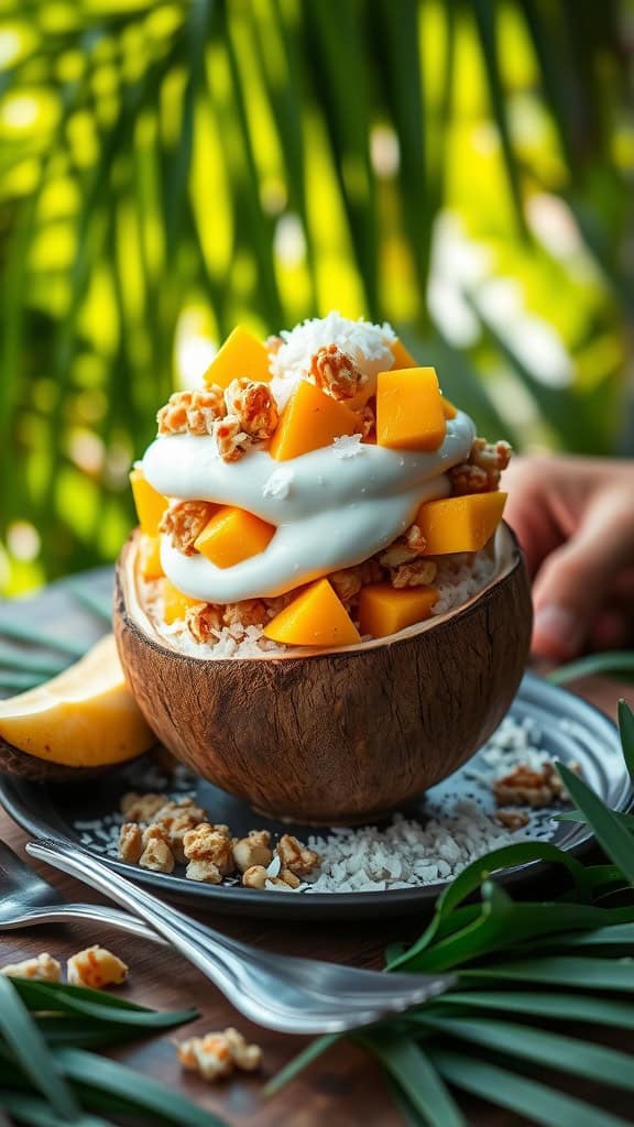 Tropical Mango and Coconut Parfait Breakfast Bowl