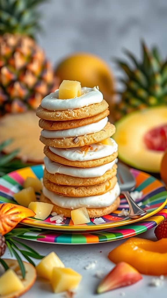 Tropical Parfait Cookies with coconut and pineapple